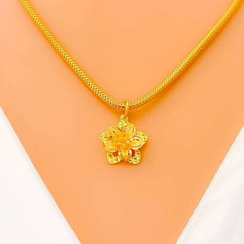 Vibrant Flower 22k Gold Pendant 