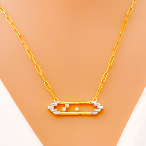 Gorgeous Graceful Diamond + 18k Gold Necklace Set 