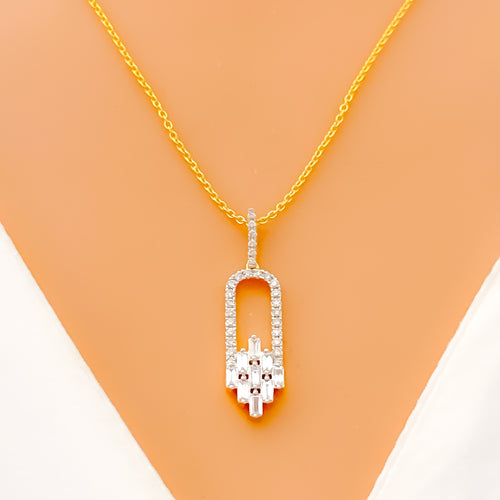 Dainty Dangling Diamond + 18k Gold Necklace Set