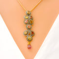 Glamorous Multi Tourmaline 22k Gold Polki Pendant Set 