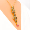 Glamorous Multi Tourmaline 22k Gold Polki Pendant Set 