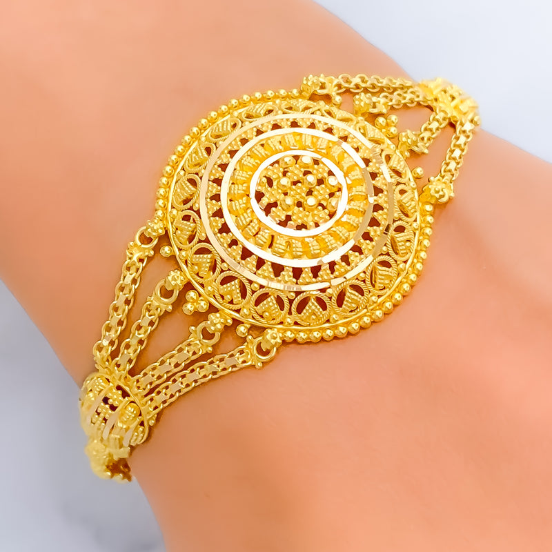 Vibrant Traditional 22k Gold Semi-Statement Bracelet