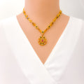 Priceless Evergreen Tourmaline 22k Gold Polki Necklace Set 