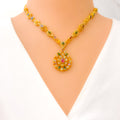 Priceless Evergreen Tourmaline 22k Gold Polki Necklace Set 
