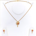 Dazzling Red 22k CZ Pendant Set