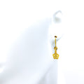 Blooming Flower 21k Gold Hanging Earrings 