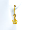 Blooming Flower 21k Gold Hanging Earrings 