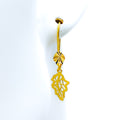 Graceful Adorned 21k Gold Hanging Earrings 