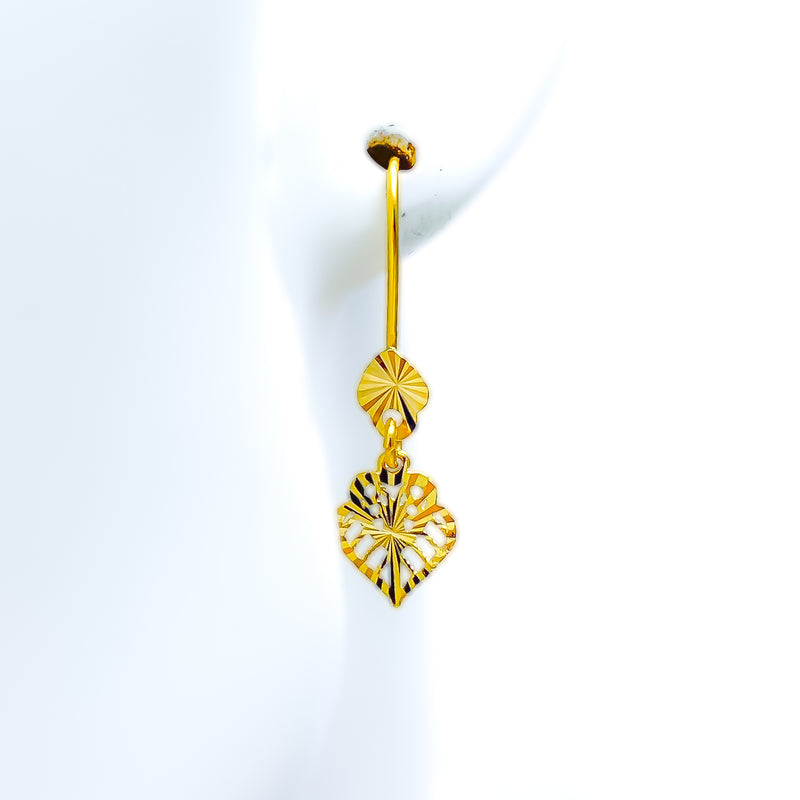 Lovely Charm 21k Gold Hanging Earrings 