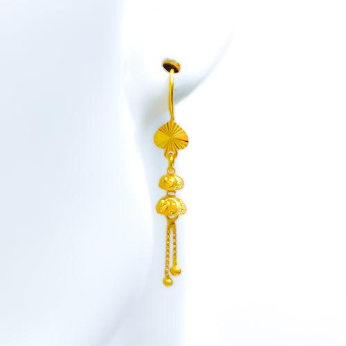 Shimmering Dressy 22K Gold Hook Earrings 