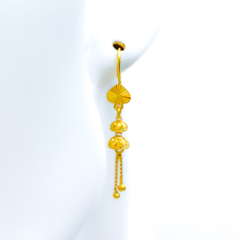 Shimmering Dressy 22K Gold Hook Earrings 