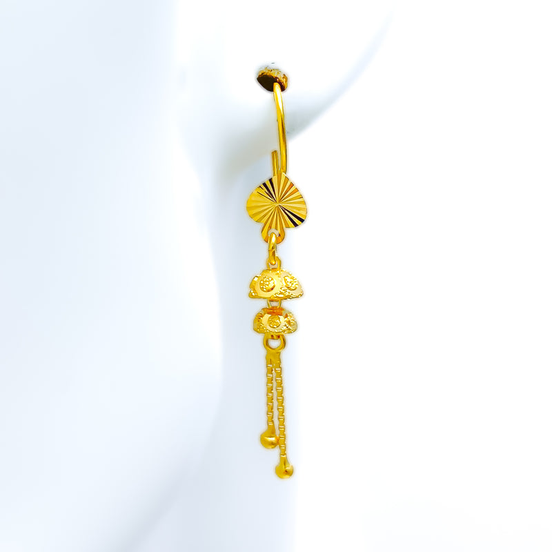 Dazzling Vibrant 22K Gold Hook Earrings 