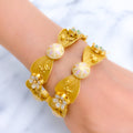 Fancy Floral CZ Meenakari 22k Gold Set Of 2 Bangles