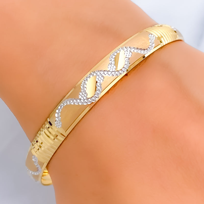 Vibrant Intricate 22k Gold Leaf Accented Bangle