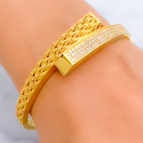 Timeless Beautiful 21k Gold CZ Bangle Bracelet