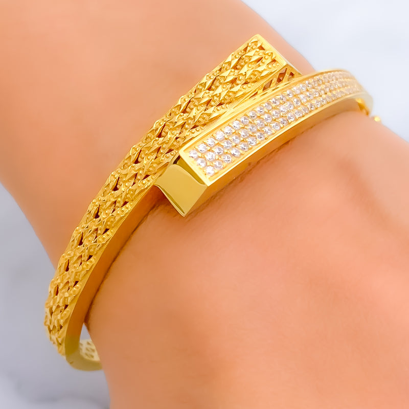 Timeless Beautiful 21k Gold CZ Bangle Bracelet