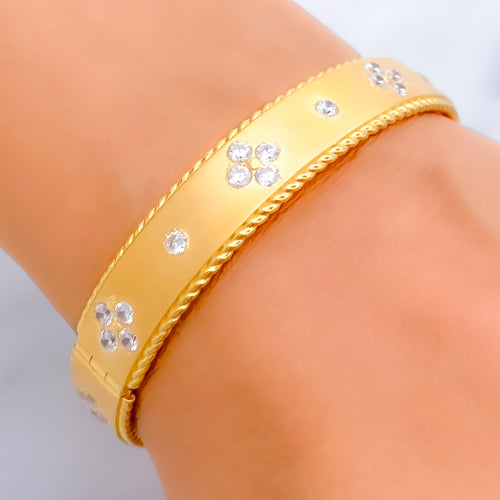 Regal Sophisticated 21k Gold CZ Bangle Bracelet