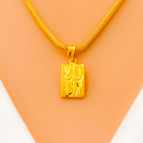 Ornate Sand Finished 22K Gold Pendant Set