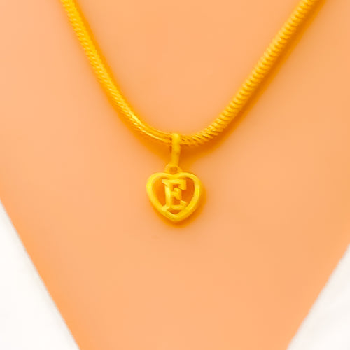 E - Fashionable 22k Gold Letter Pendant