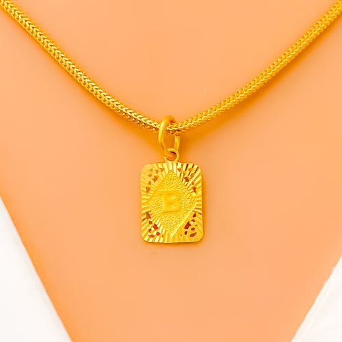 B - Adorned 22k Gold Letter Pendant