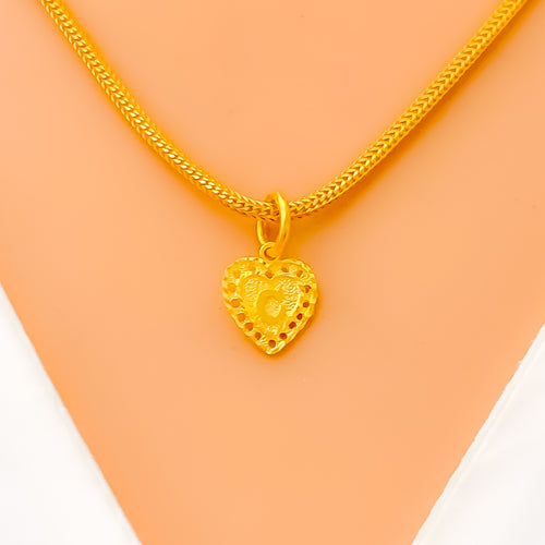 C - Heart 22k Gold Letter Pendant