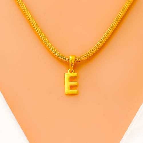 E - Vibrant 22k Gold Letter Pendant