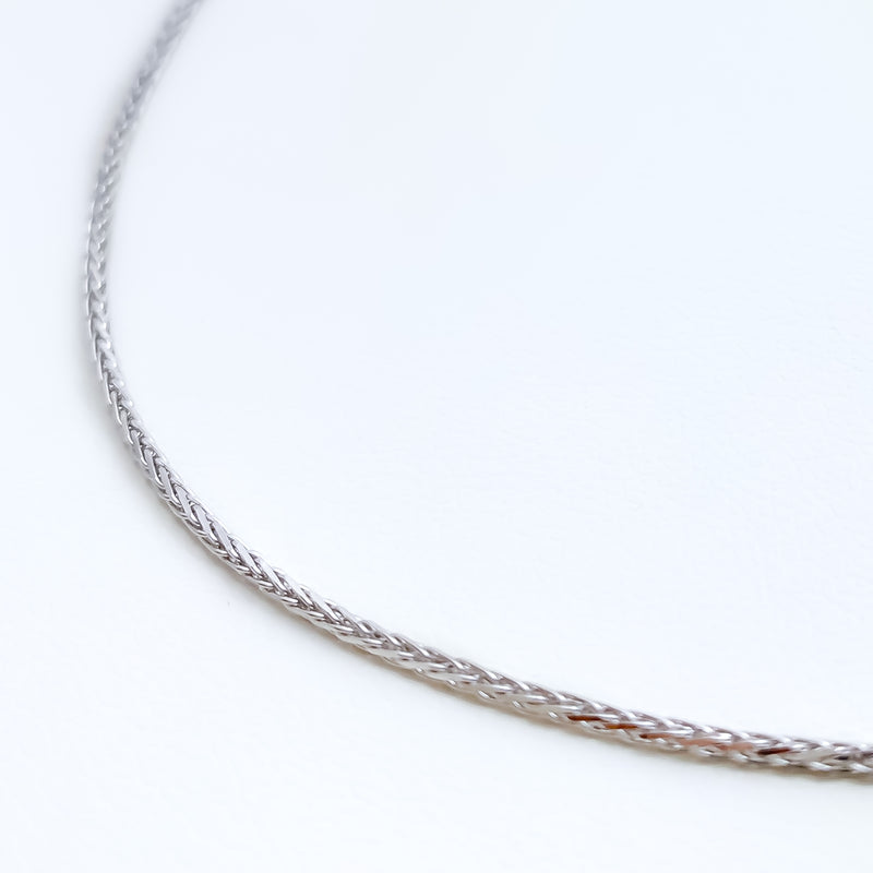 Thin 18K White Gold Wheat Chain
