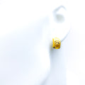 Smooth Blooming Flower 22k Gold Earrings 