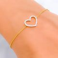 Attractive Heart Shaped Diamond + 18k Gold Bracelet