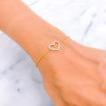 Attractive Heart Shaped Diamond + 18k Gold Bracelet