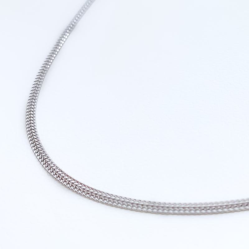 Light Weight 18K White Gold Flat Fox Chain