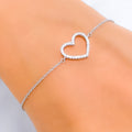 Bright Heart Shaped Diamond + 18k White Gold Bracelet