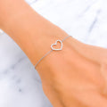 Bright Heart Shaped Diamond + 18k White Gold Bracelet