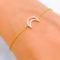 Shimmering Crescent Moon Diamond + 18k Gold Bracelet