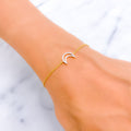 Shimmering Crescent Moon Diamond + 18k Gold Bracelet