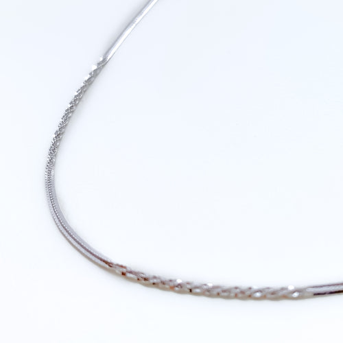 Reflective Thin Rounded 18K White Gold Chain