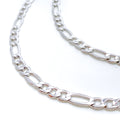 Alternating Hollow 18K White Gold Cuban Link Chain