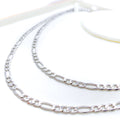 Alternating Hollow 18K White Gold Cuban Link Chain