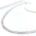 Alternating Hollow 18K White Gold Cuban Link Chain