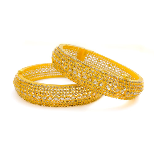 Twinkling Everlasting Polki 22k Gold Bangle Pair