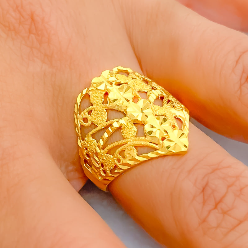 Ornate Sparkling 22k Gold Ring