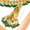 Royal Elevated Emerald + Pearl 22k Gold Necklace Set