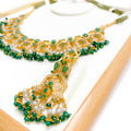 Royal Elevated Emerald + Pearl 22k Gold Necklace Set