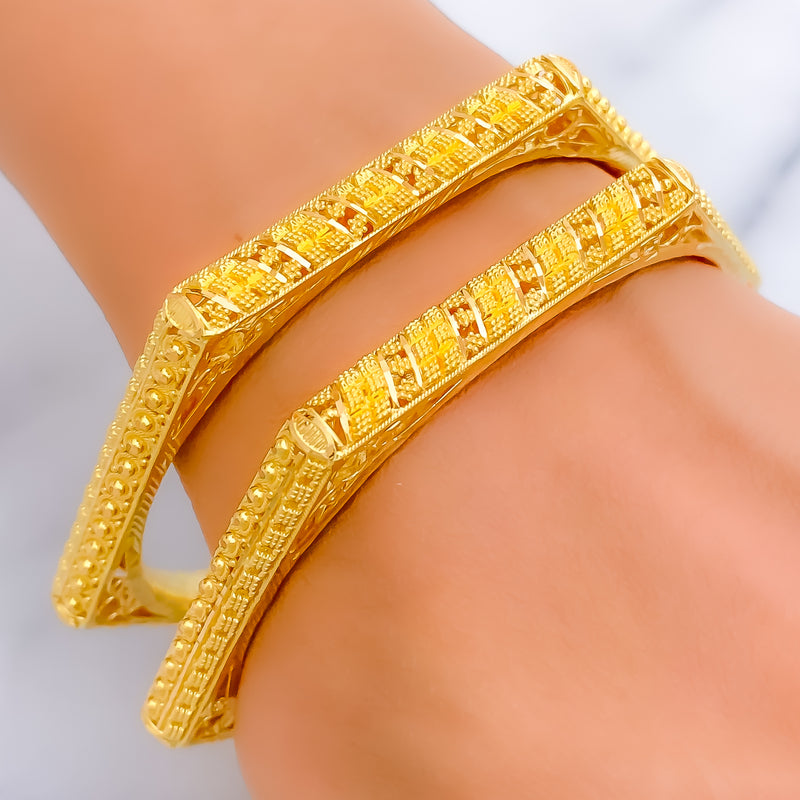 Embellished Unique 22k Gold Bangle Pair
