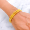 Beaded Sleek Lined 22k Gold Bangle Pair