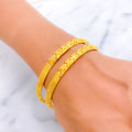 Delicate Golden Leaf 22k Gold Bangle Pair