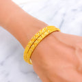 Delicate Golden Leaf 22k Gold Bangle Pair