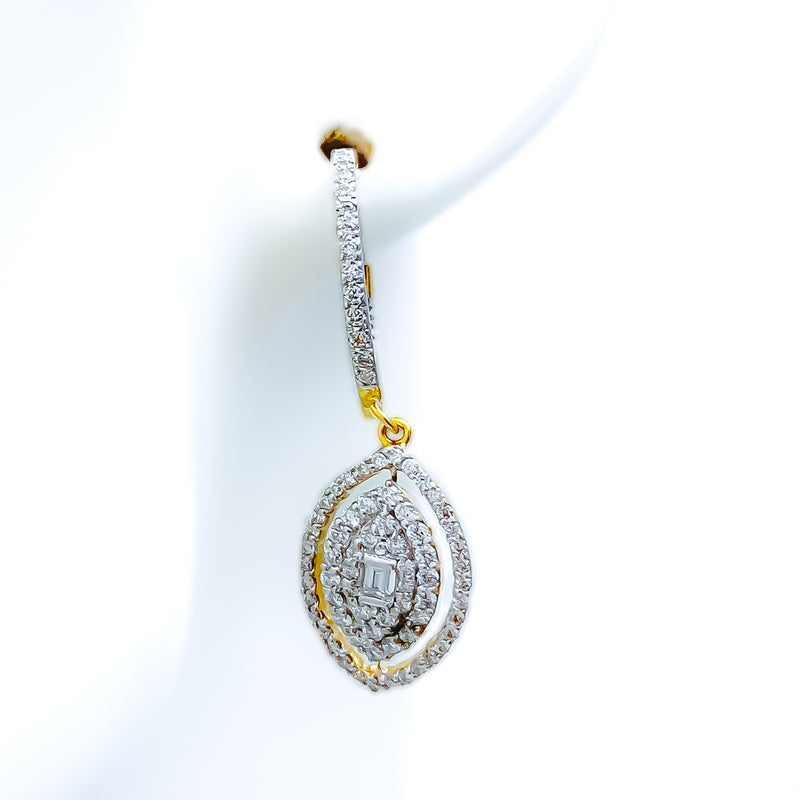 Grandiose Dangling Marquise 18K Gold + Diamond Bali Earrings 