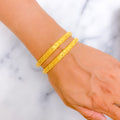 Gleaming Chevron 22k Gold Bangle Pair