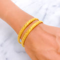 Gleaming Chevron 22k Gold Bangle Pair